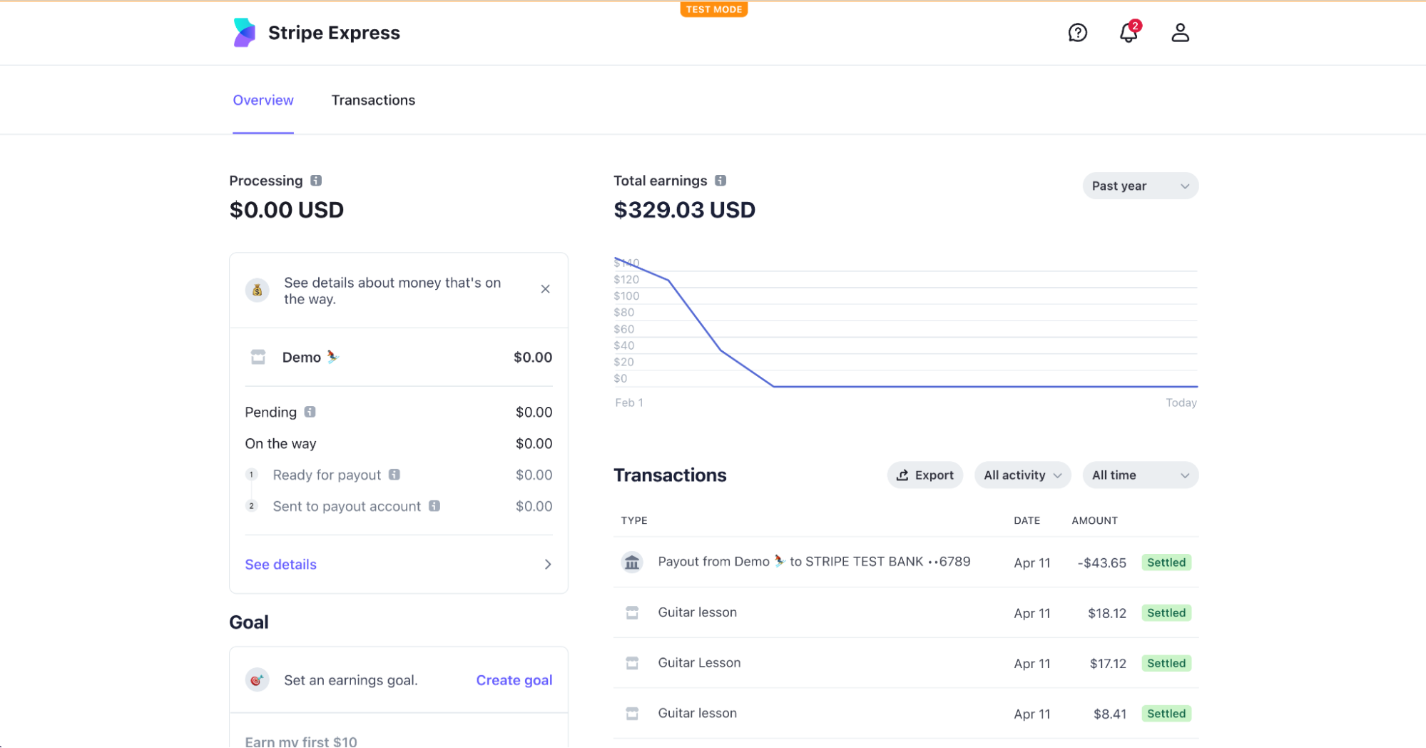 Stripe express dashboard